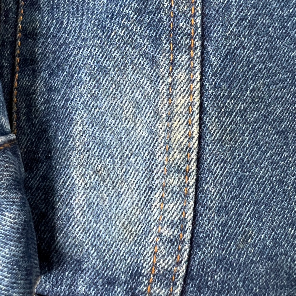 Marlboro Jacket L Vintage 90s Denim Trucker Leather Collar Flannel Lined Blue - Picture 2 of 13